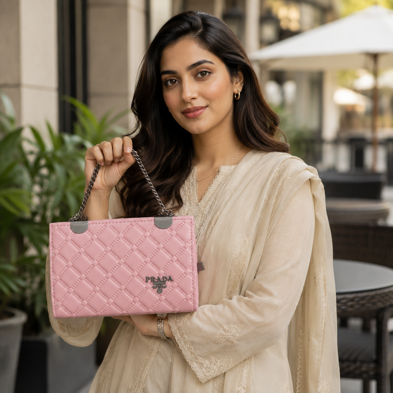 Pink Quilted Handbag