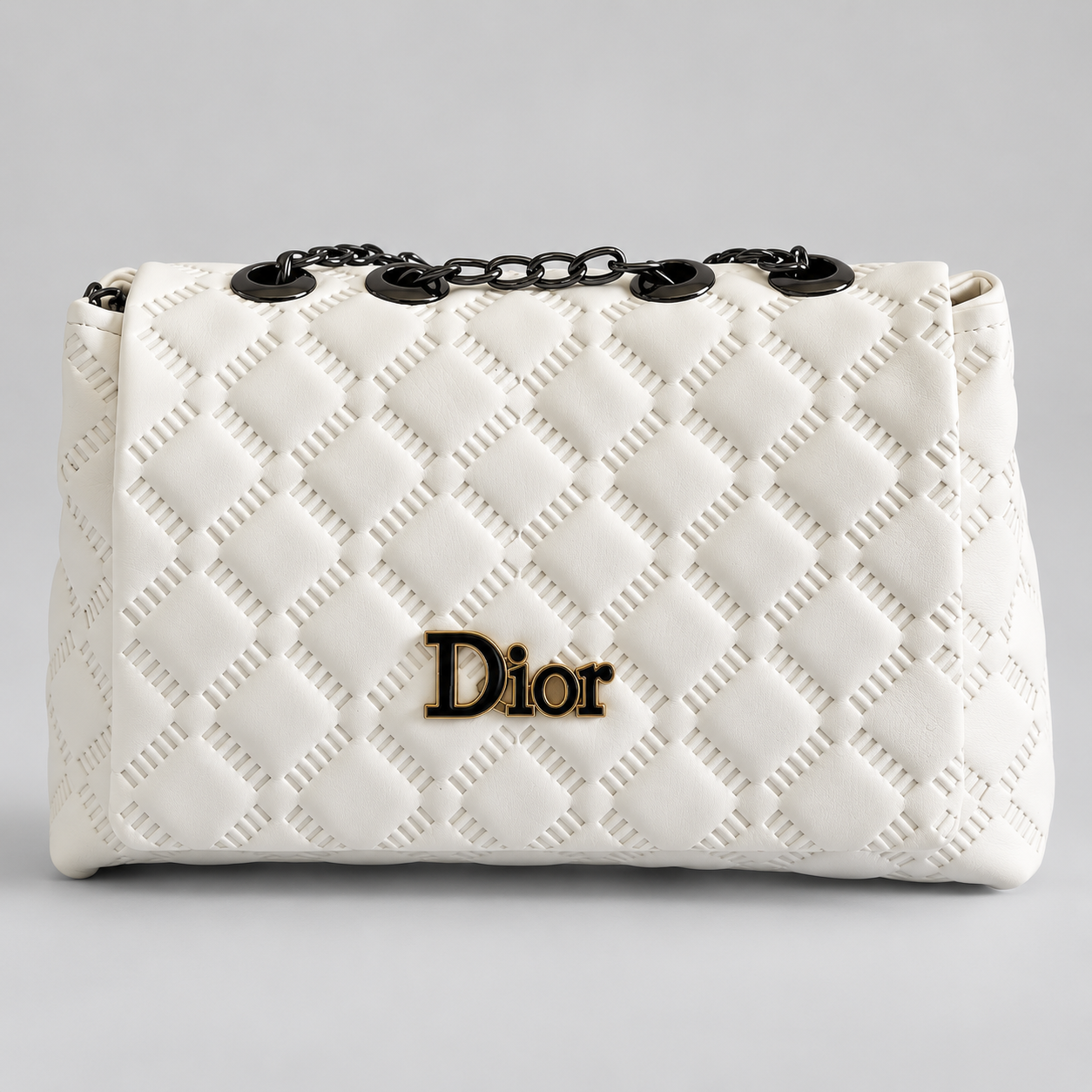 White Quilted Chain Handbag
